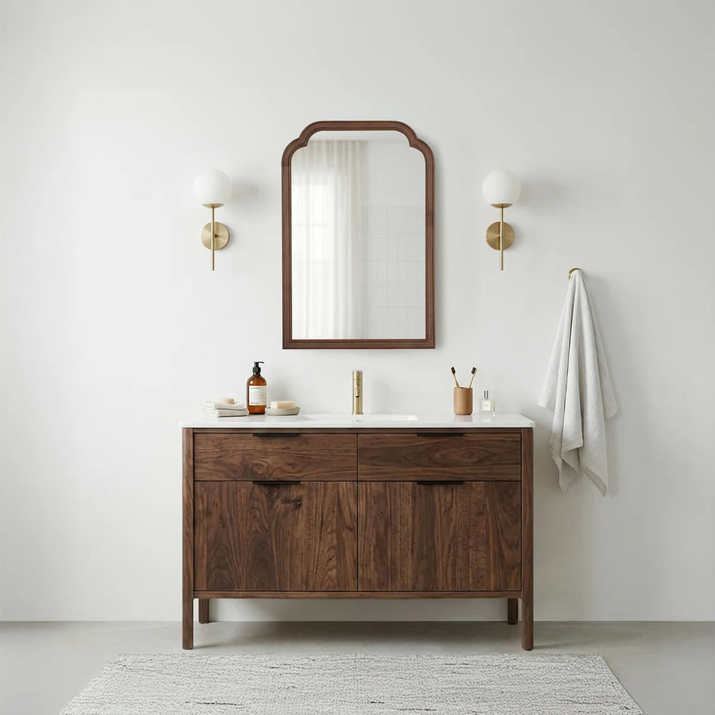 Ancalin Solid Wood Arched Wall Mirror