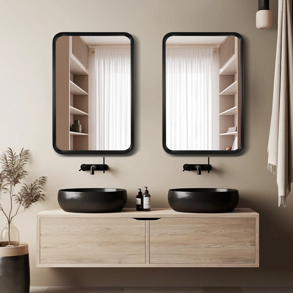 Sarwat Rectangle Wood Wall Mirror for Bathroom Bedroom