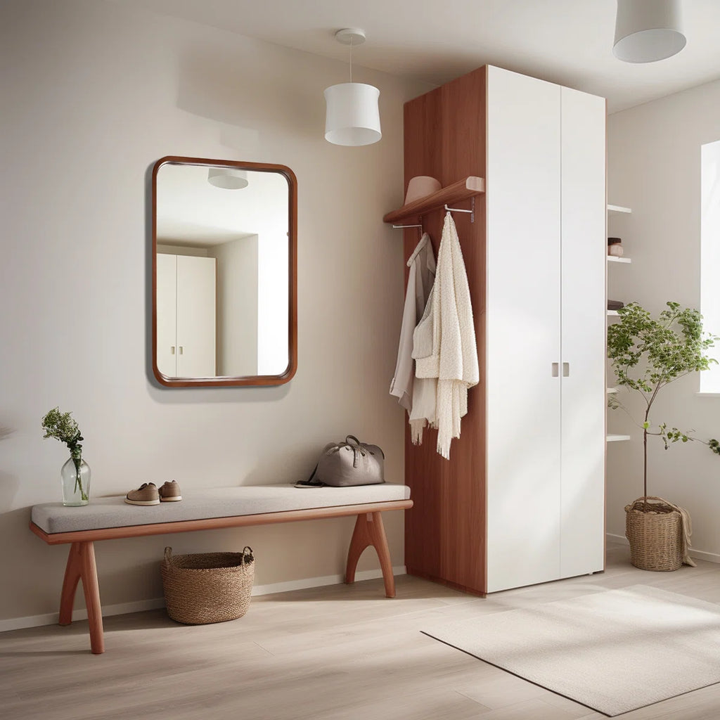 Sarwat Rectangle Wood Wall Mirror for Bathroom Bedroom