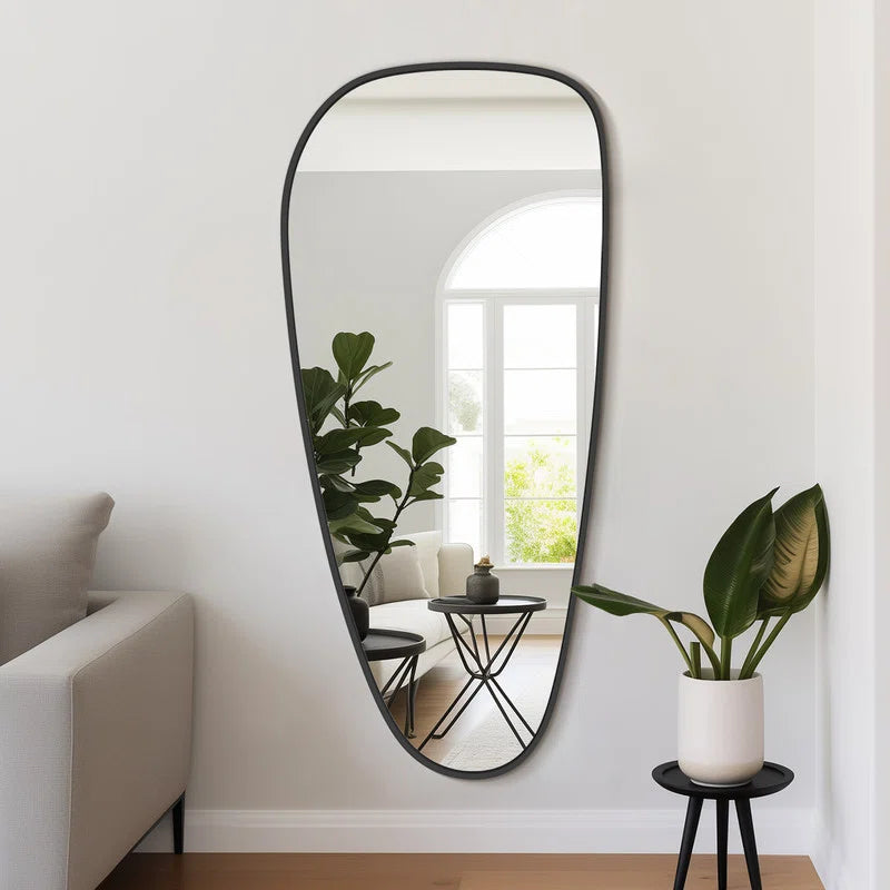 Modern Asymmetrical Aluminum Framed Mirror for Bedroom, Living Room
