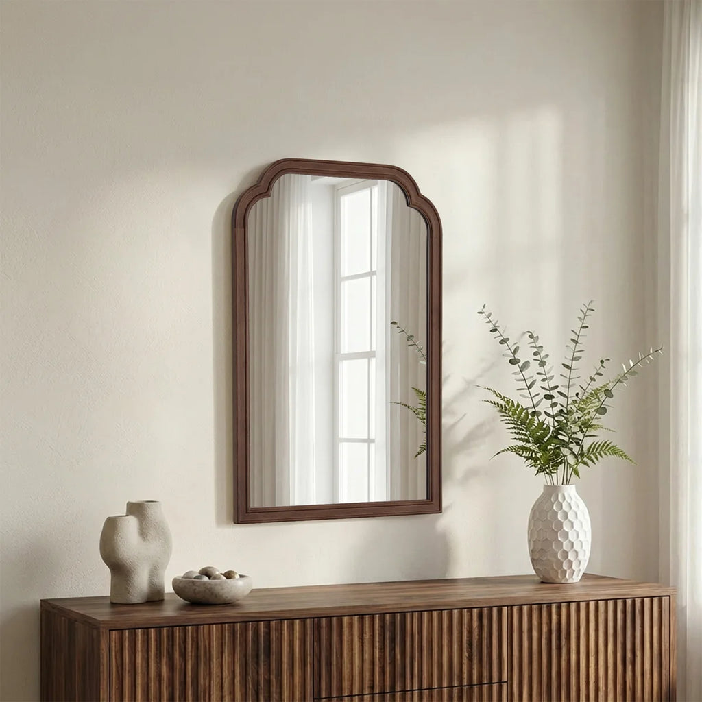 Ancalin Solid Wood Arched Wall Mirror