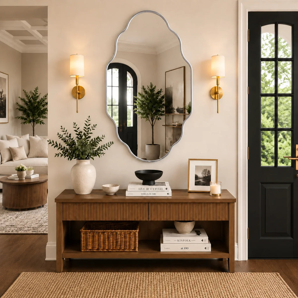 26" x 46" Silver Oval Bathroom Vanity Mirror, Aluminum Frame, 4mm HD Shatterproof Glass, Wall Mounted Vertical & Horizontal