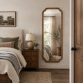 Arched Solid Pine Wood Wall Mirror with Tempered Glass – Farmhouse Bathroom Vanity Mirror