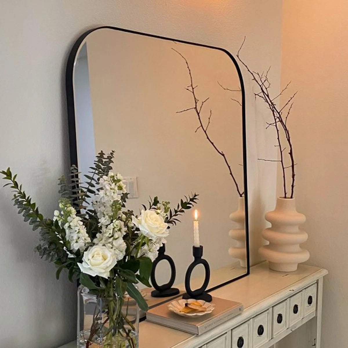 Bhargava Large Arched Mantel Wall Mirror For Bathroom, Living Room