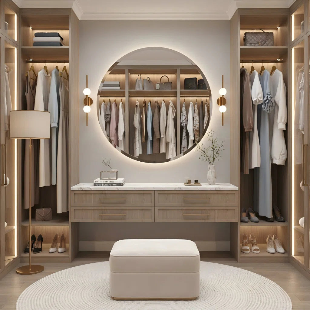 Modern Frameless Round Bathroom Mirror 30 Inch, Beveled Edge Circle Vanity Mirror for Wall Decor, Elegant Bathroom, Living Room & Entryway