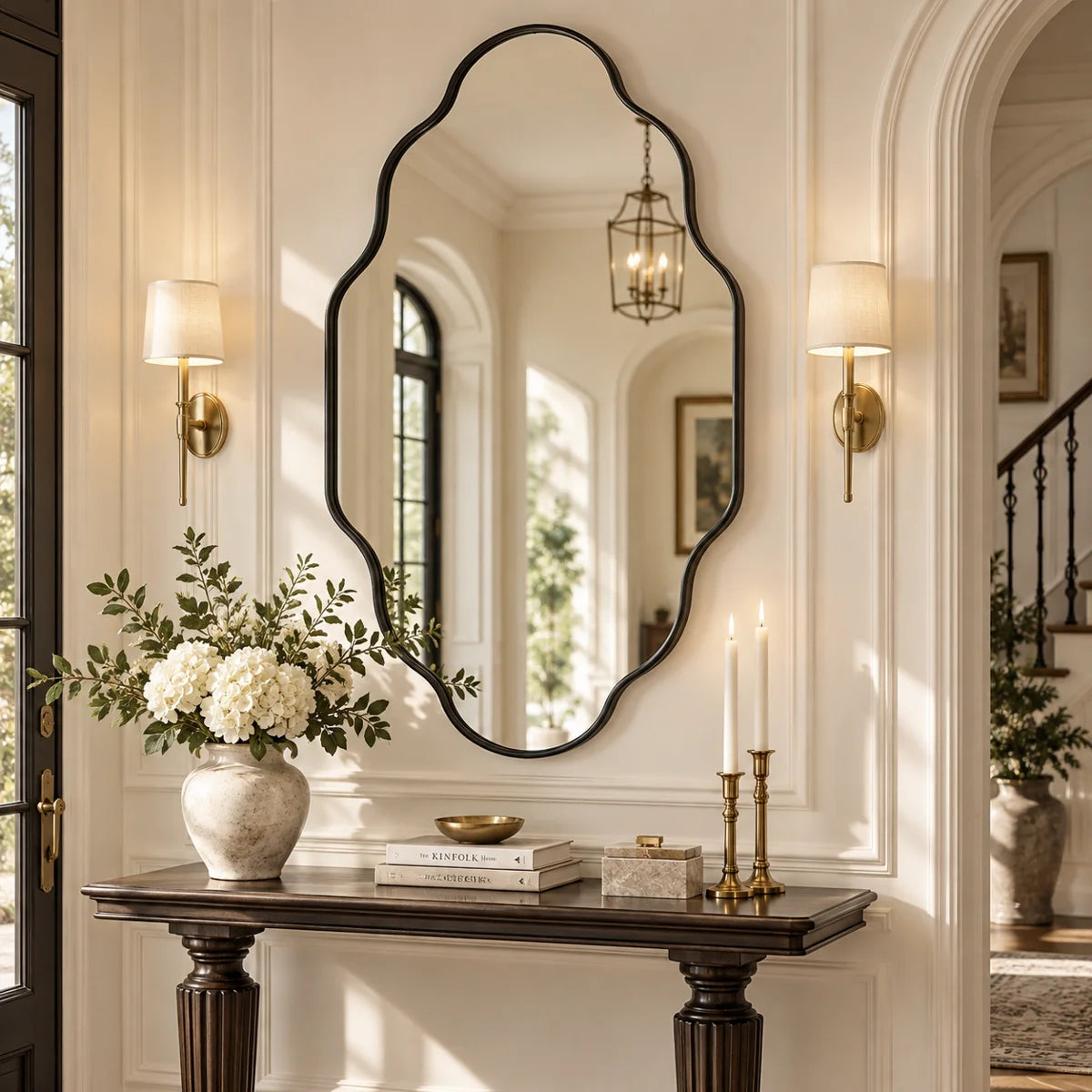 Oval Wall Mirror with Aluminum Frame, HD Tempered Glass, Mosaic Accent, Vertical/Horizontal Hanging, Shatter-Resistant for Bathroom Vanity, Living Room & Entryway