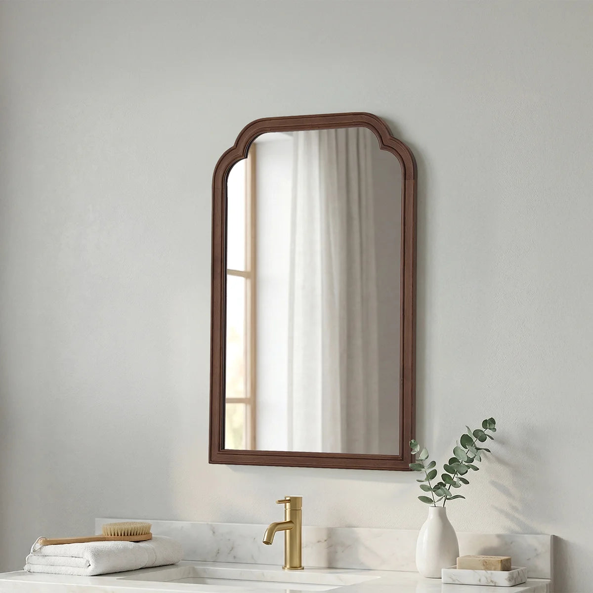 Ancalin Solid Wood Arched Wall Mirror