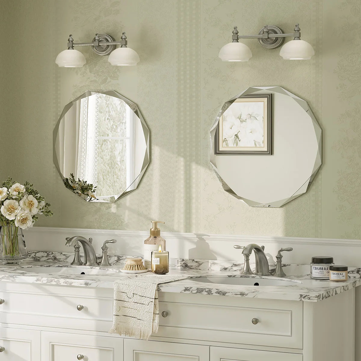 Aevar Tempered Glass and Beveled French Cleat Mounted Wall Mirror