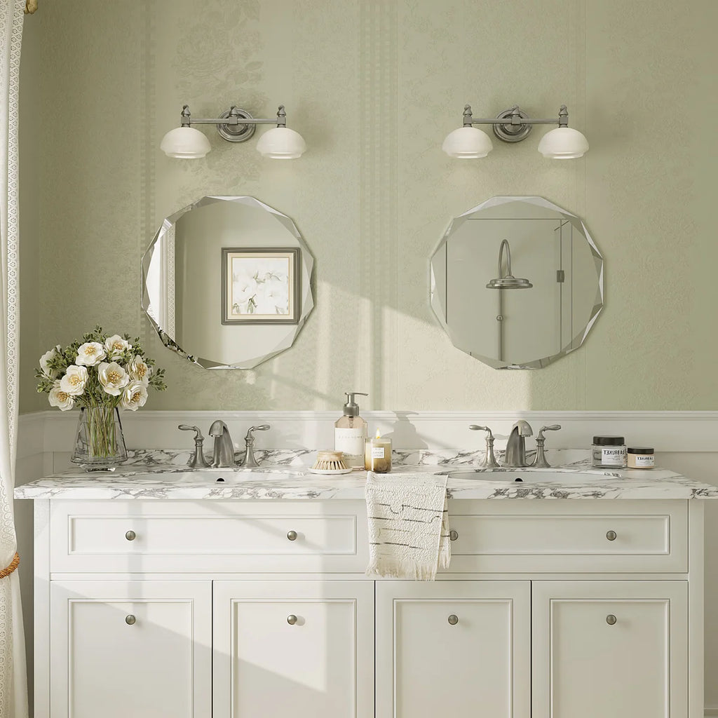 Aevar Tempered Glass and Beveled French Cleat Mounted Wall Mirror
