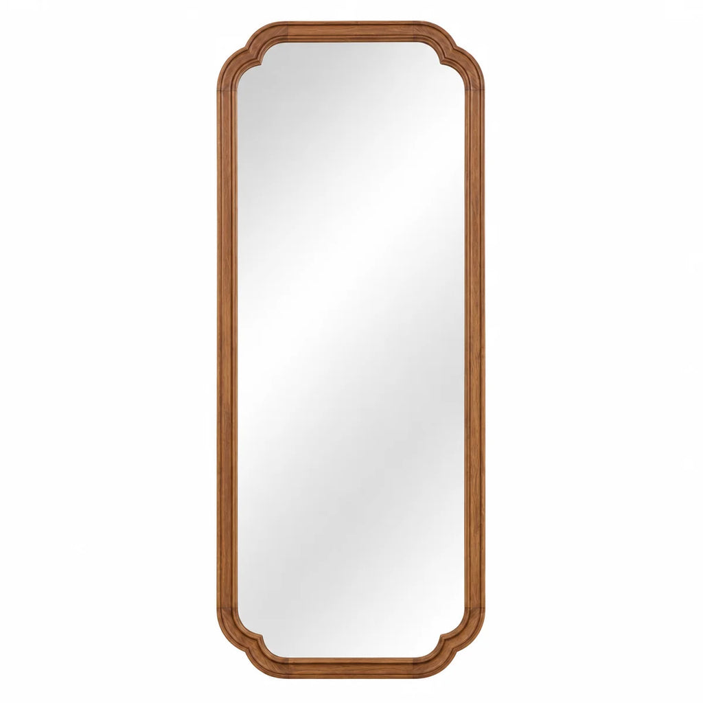 Arched Solid Pine Wood Wall Mirror with Tempered Glass – Farmhouse Bathroom Vanity Mirror