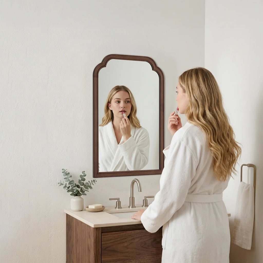 Ancalin Solid Wood Arched Wall Mirror