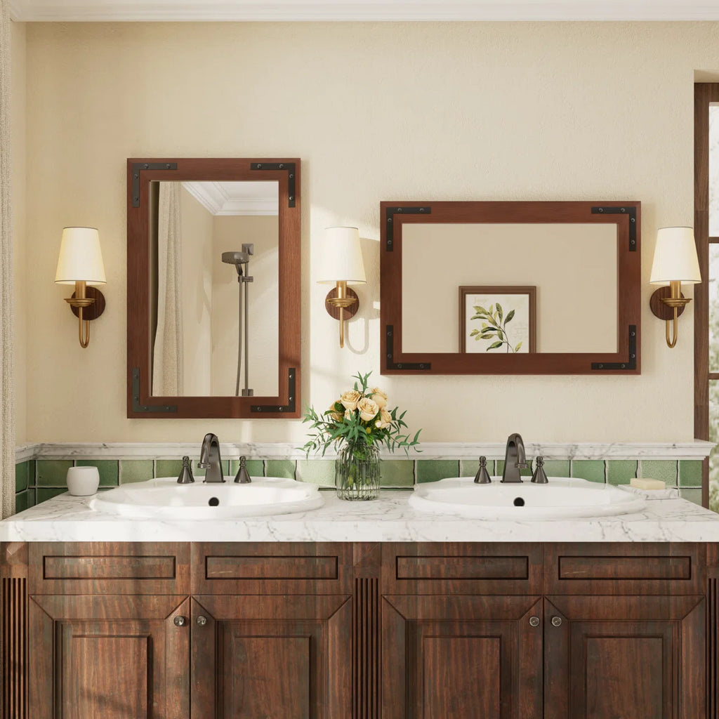 Amara Rustic Farmhouse Solid Wood Framed Tempered Glass Wall Mirror with 5-Year Warranty