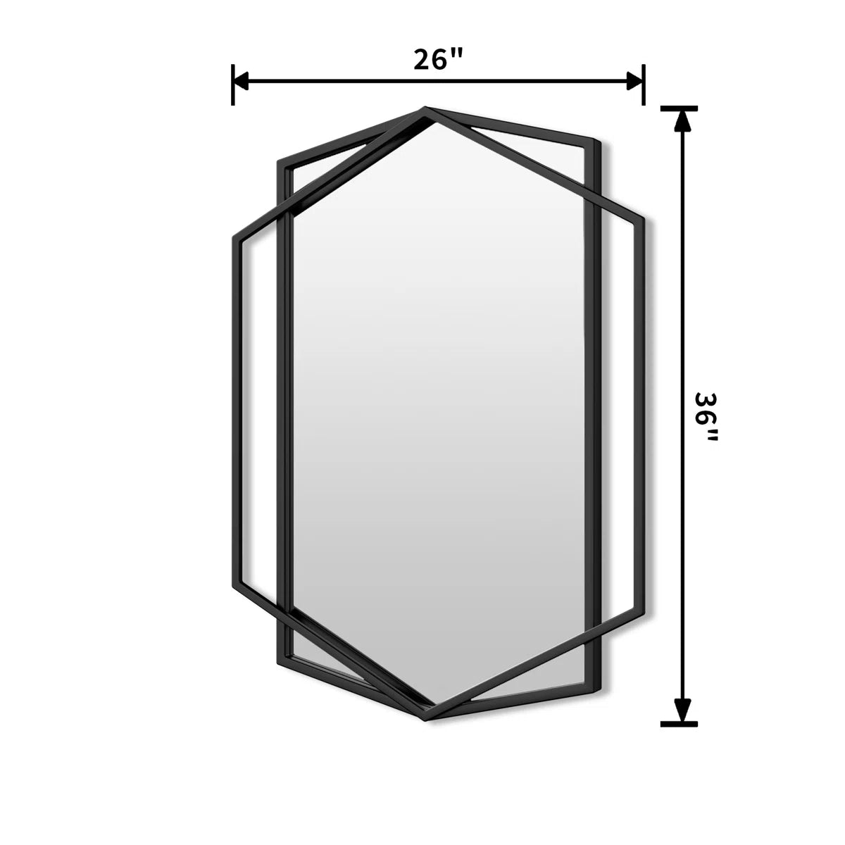Hexagon Black Metal Framed Wall Mirror, Geometric Bathroom Vanity Mirror for Over Sink, Horizontal or Vertical Hanging Accent Mirror for Entryway, Bedroom & Living Room