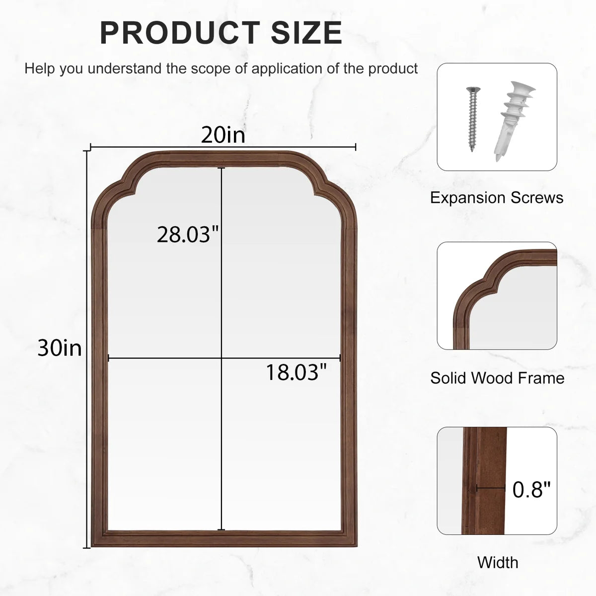 Ancalin Solid Wood Arched Wall Mirror
