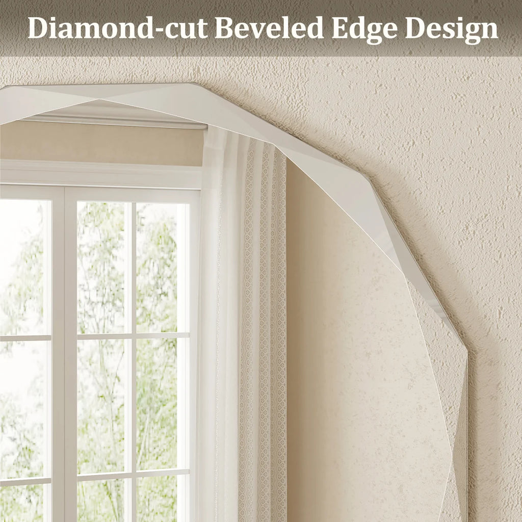 Aevar Tempered Glass and Beveled French Cleat Mounted Wall Mirror