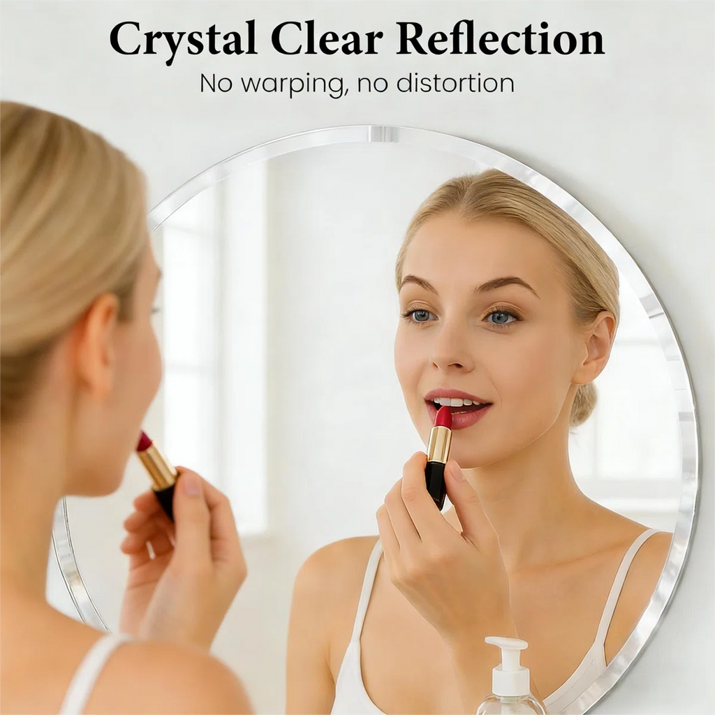 Modern Frameless Round Bathroom Mirror 30 Inch, Beveled Edge Circle Vanity Mirror for Wall Decor, Elegant Bathroom, Living Room & Entryway