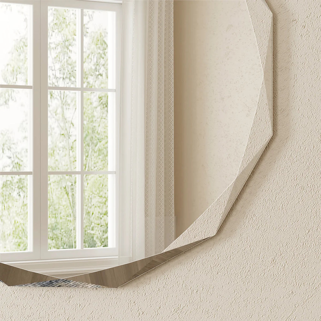 Aevar Tempered Glass and Beveled French Cleat Mounted Wall Mirror