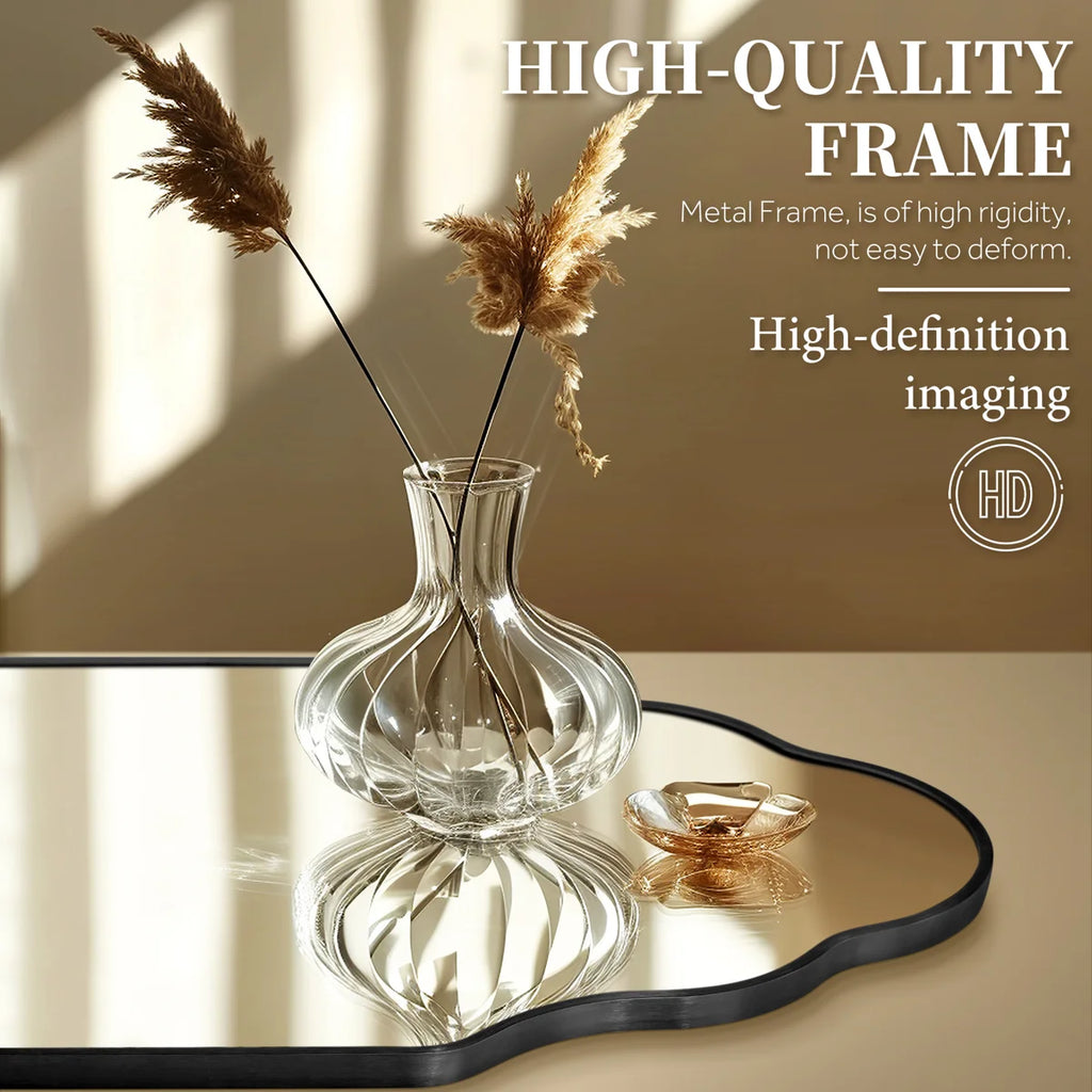 Oval Wall Mirror with Aluminum Frame, HD Tempered Glass, Mosaic Accent, Vertical/Horizontal Hanging, Shatter-Resistant for Bathroom Vanity, Living Room & Entryway