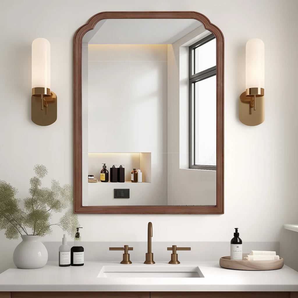 Ancalin Solid Wood Arched Wall Mirror