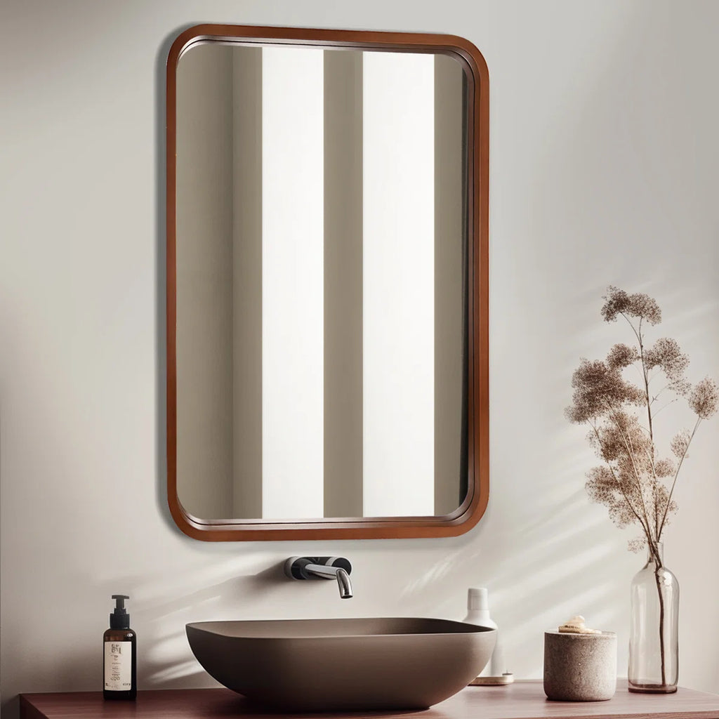 Sarwat Rectangle Wood Wall Mirror for Bathroom Bedroom