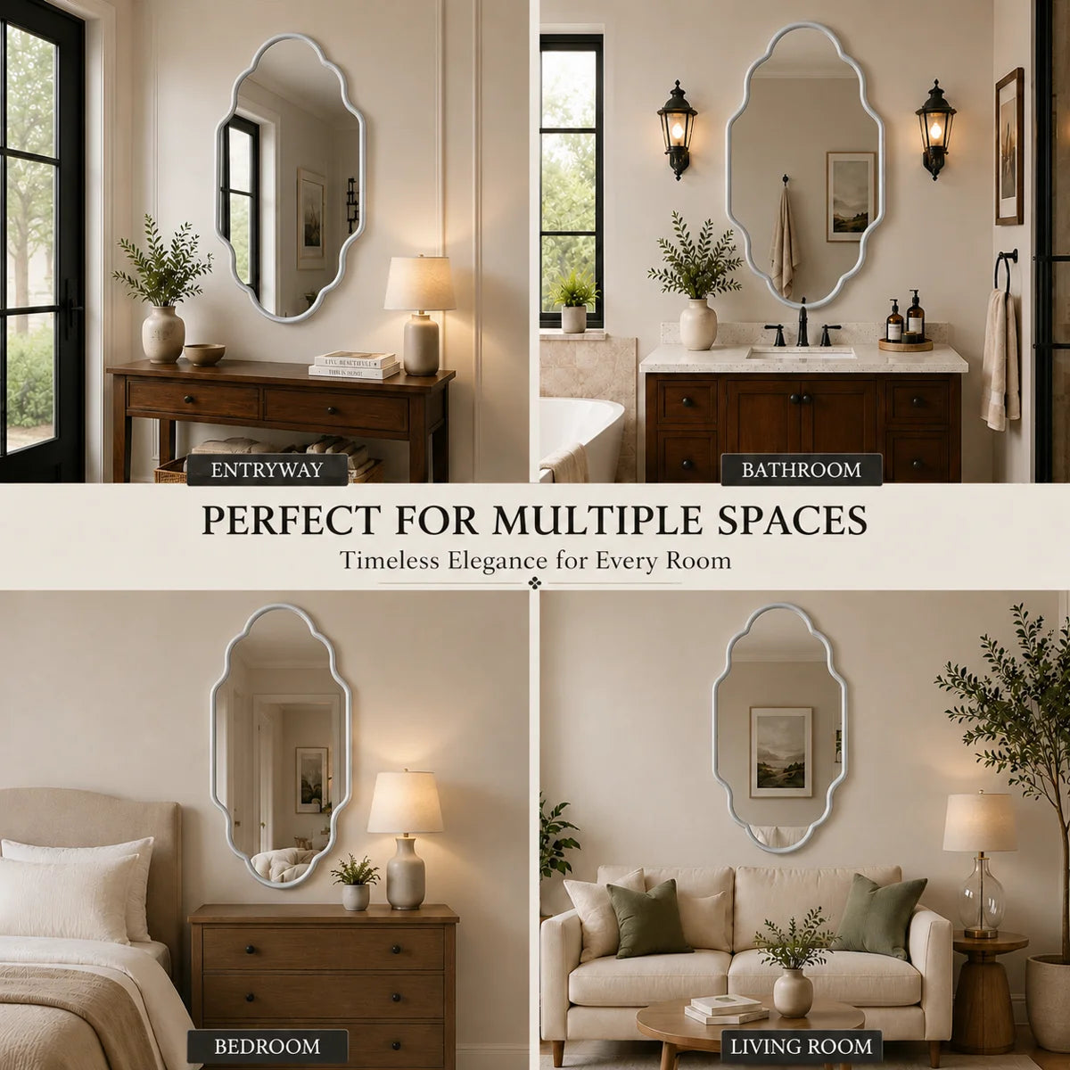 26" x 46" Silver Oval Bathroom Vanity Mirror, Aluminum Frame, 4mm HD Shatterproof Glass, Wall Mounted Vertical & Horizontal