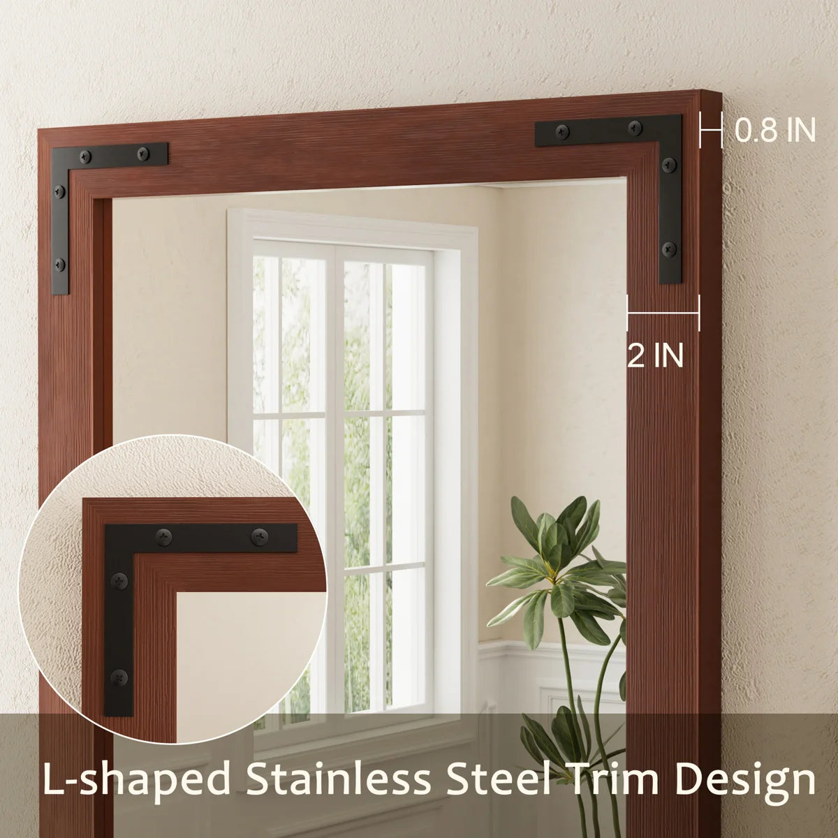 Amara Rustic Farmhouse Solid Wood Framed Tempered Glass Wall Mirror with 5-Year Warranty