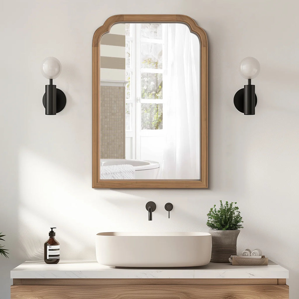 Ancalin Solid Wood Arched Wall Mirror