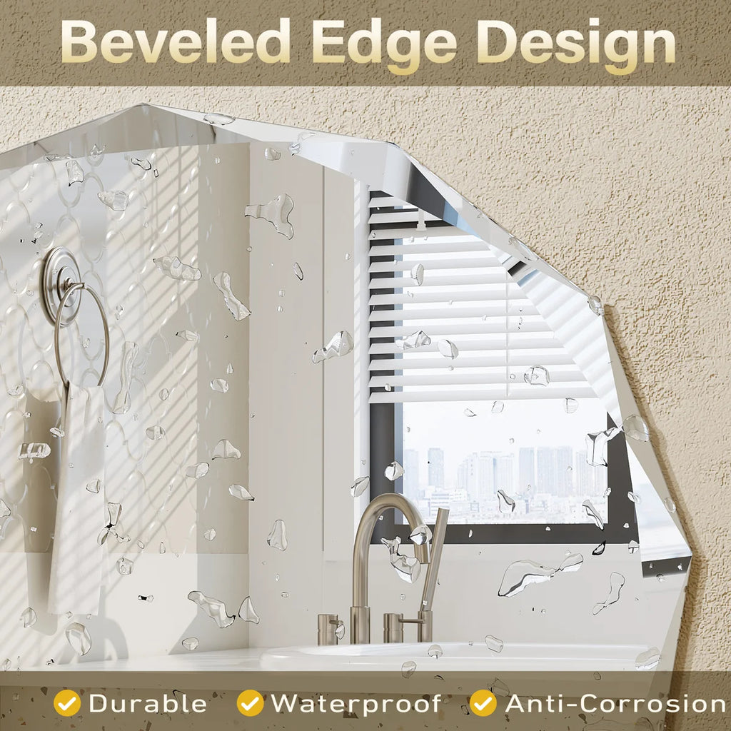 Aevar Tempered Glass and Beveled French Cleat Mounted Wall Mirror