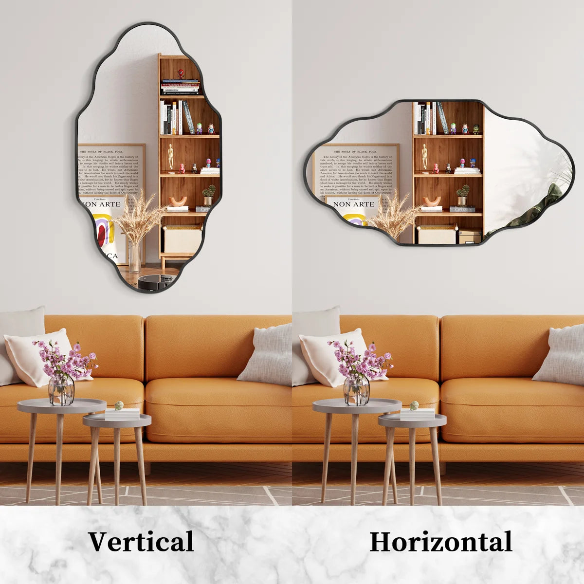 Oval Wall Mirror with Aluminum Frame, HD Tempered Glass, Mosaic Accent, Vertical/Horizontal Hanging, Shatter-Resistant for Bathroom Vanity, Living Room & Entryway