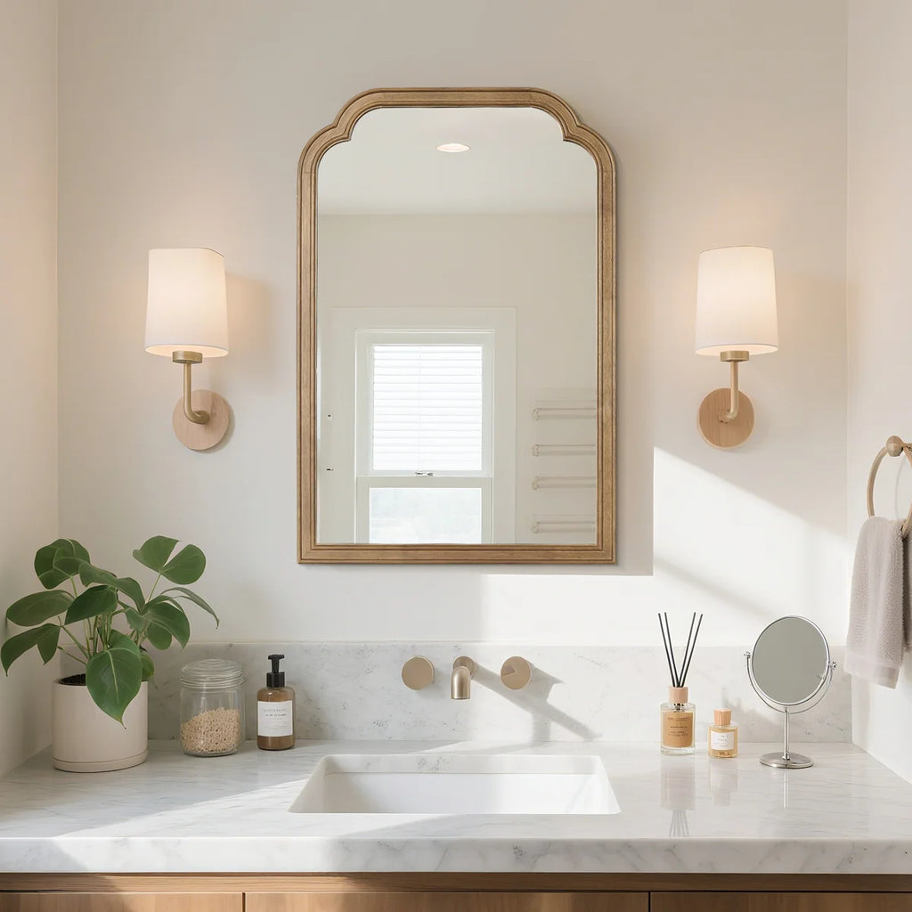 Ancalin Solid Wood Arched Wall Mirror