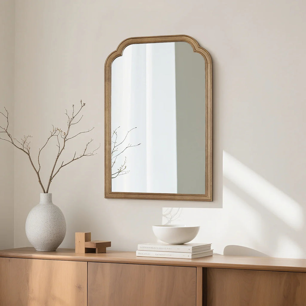 Ancalin Solid Wood Arched Wall Mirror