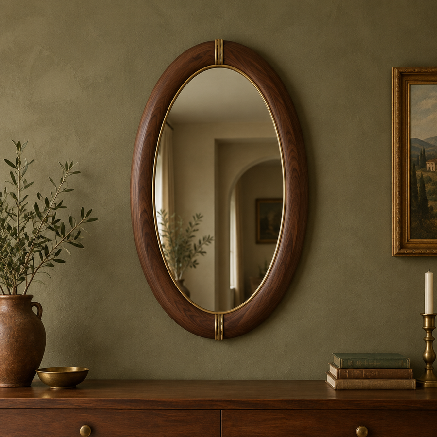 Walnut oval mirror listing image